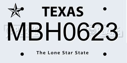 MBH0623 Texas License Plate