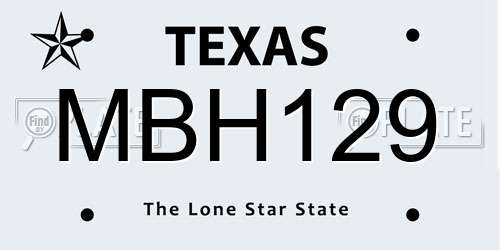 MBH129 Texas License Plate