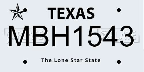 MBH1543 Texas License Plate
