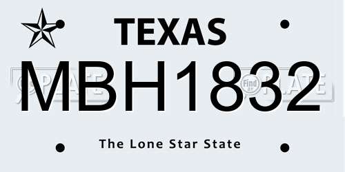 MBH1832 Texas License Plate