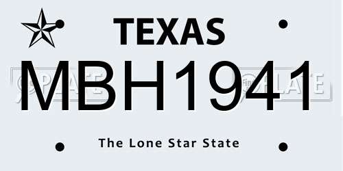 MBH1941 Texas License Plate