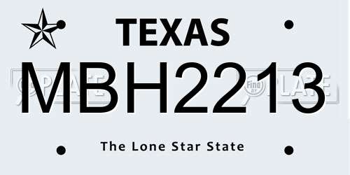 MBH2213 Texas License Plate