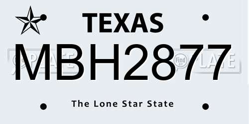 MBH2877 Texas License Plate