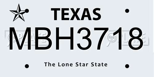 MBH3718 Texas License Plate