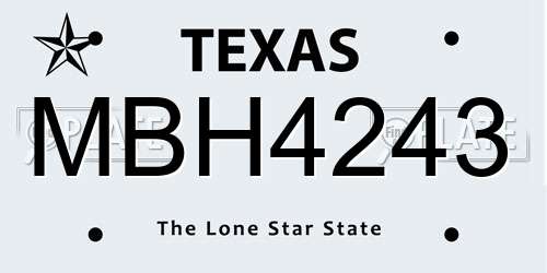 MBH4243 Texas License Plate