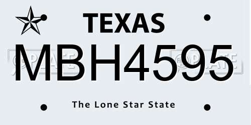 MBH4595 Texas License Plate