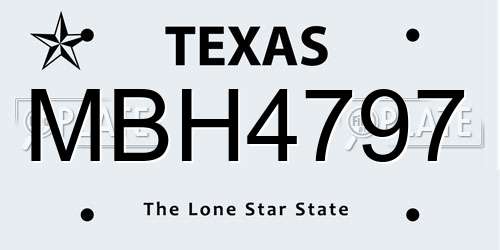 MBH4797 Texas License Plate