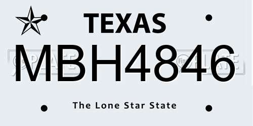 MBH4846 Texas License Plate