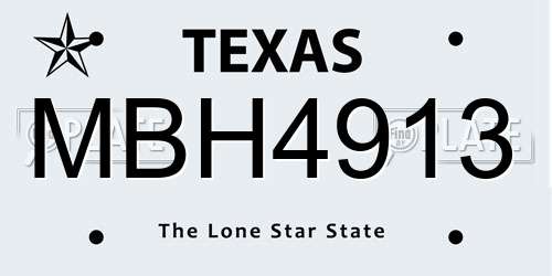 MBH4913 Texas License Plate