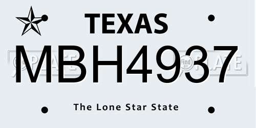 MBH4937 Texas License Plate