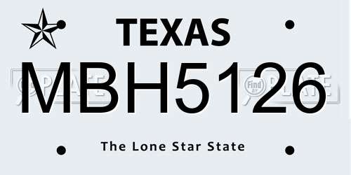 MBH5126 Texas License Plate