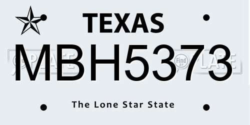 MBH5373 Texas License Plate