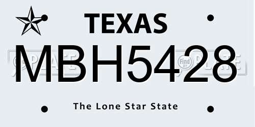 MBH5428 Texas License Plate