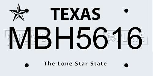 MBH5616 Texas License Plate