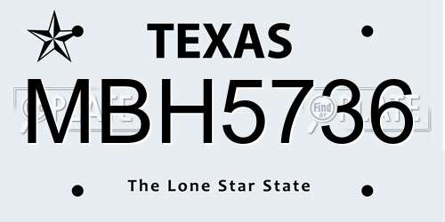 MBH5736 Texas License Plate