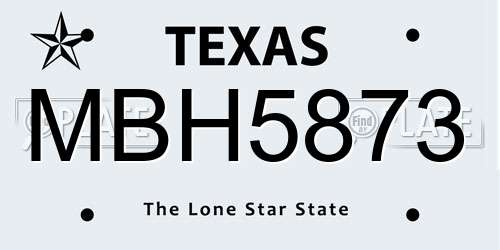 MBH5873 Texas License Plate