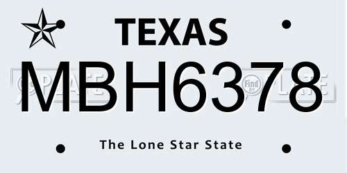 MBH6378 Texas License Plate
