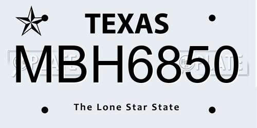 MBH6850 Texas License Plate