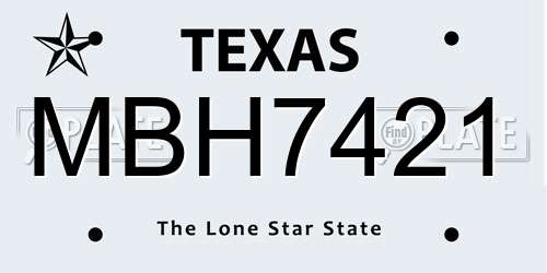 MBH7421 Texas License Plate