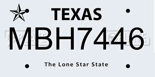 MBH7446 Texas License Plate