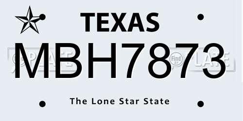 MBH7873 Texas License Plate