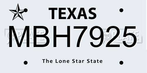 MBH7925 Texas License Plate