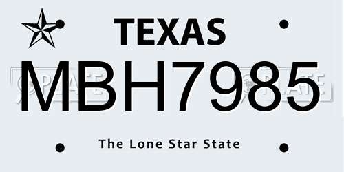 MBH7985 Texas License Plate