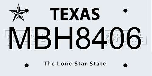 MBH8406 Texas License Plate