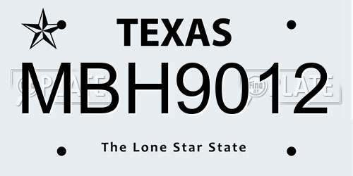 MBH9012 Texas License Plate
