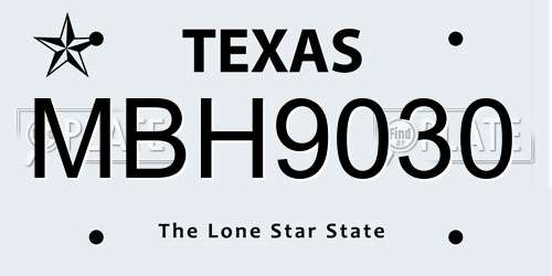 MBH9030 Texas License Plate