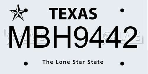 MBH9442 Texas License Plate