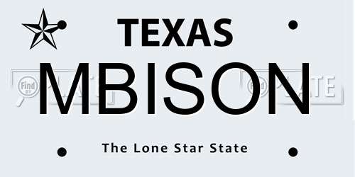 MBISON Texas License Plate