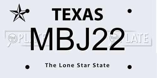 MBJ22 Texas License Plate