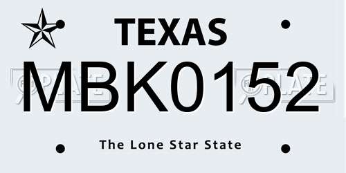 MBK0152 Texas License Plate