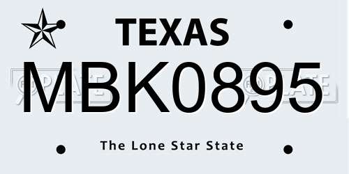 MBK0895 Texas License Plate