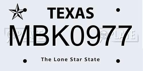 MBK0977 Texas License Plate