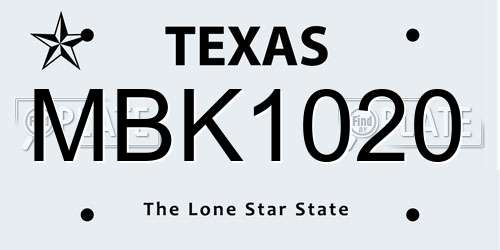 MBK1020 Texas License Plate