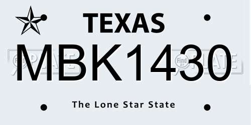 MBK1430 Texas License Plate
