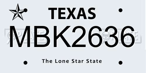 MBK2636 Texas License Plate