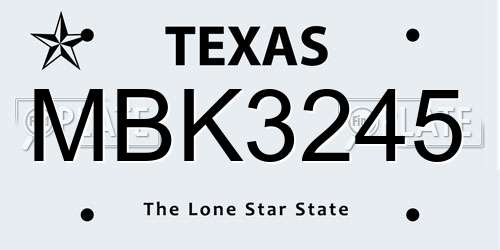 MBK3245 Texas License Plate
