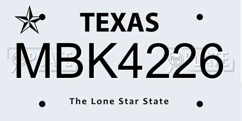 MBK4226 Texas License Plate