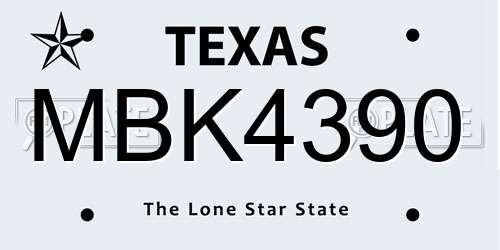 MBK4390 Texas License Plate