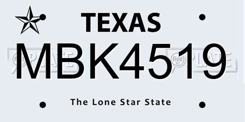 MBK4519 Texas License Plate