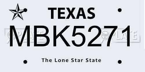 MBK5271 Texas License Plate