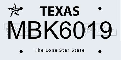 MBK6019 Texas License Plate