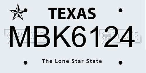 MBK6124 Texas License Plate