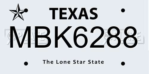 MBK6288 Texas License Plate