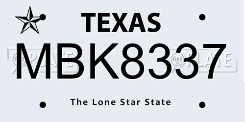 MBK8337 Texas License Plate