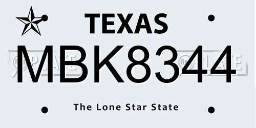 MBK8344 Texas License Plate