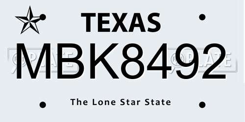 MBK8492 Texas License Plate